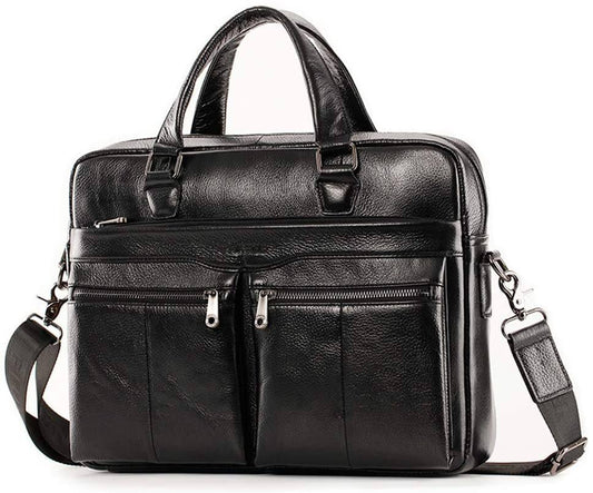 Black Leather Men's Brief Case