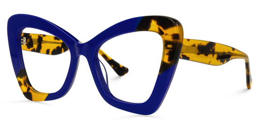 Blue and Yellow Animal Print Glasses