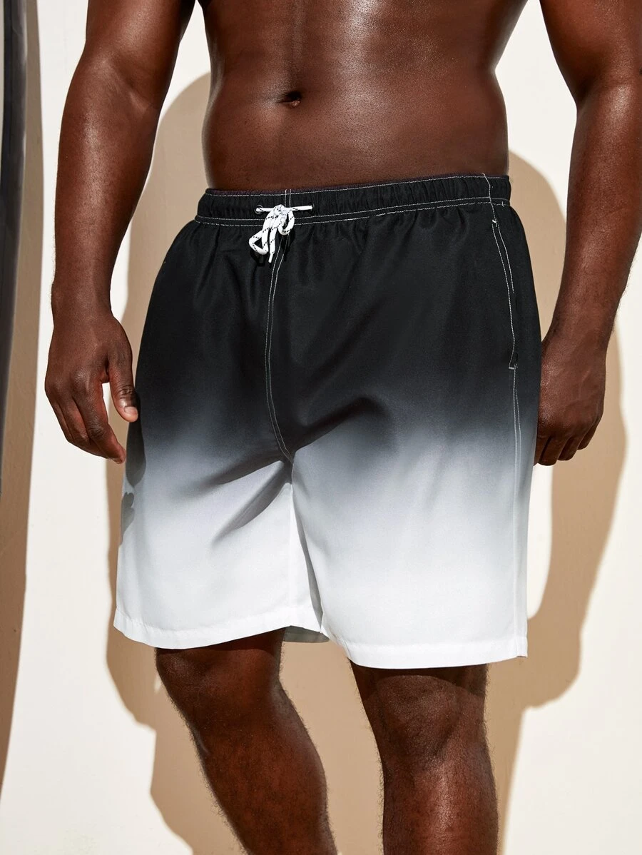 Men's Black and White Swim Trunks