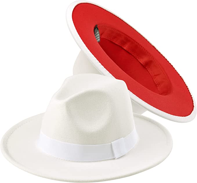 White and Red Brim Hat