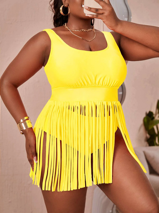 Yellow Fringe Swimsuit